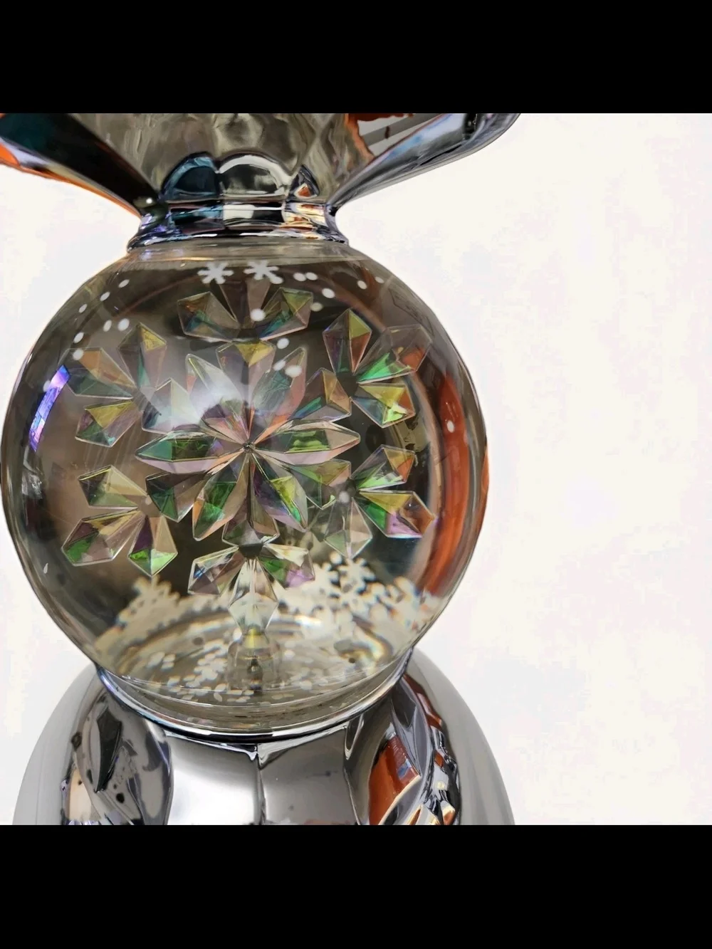 Bath & Body Works Light Up Crystal Prism Glass And Silver 3 Wick Candle Holder